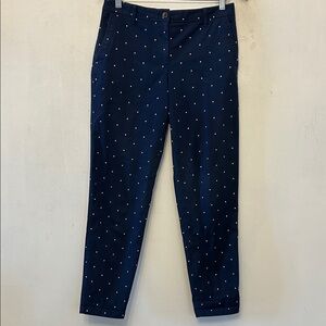 Talbots Navy Ankle Pants with White Polka Dots Size 6